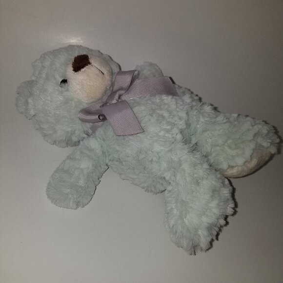 Animal Adventure Pale Green Teddy Bear Plush 8" Stuffed Toy Gray Bow 2017 - Picture 4 of 7